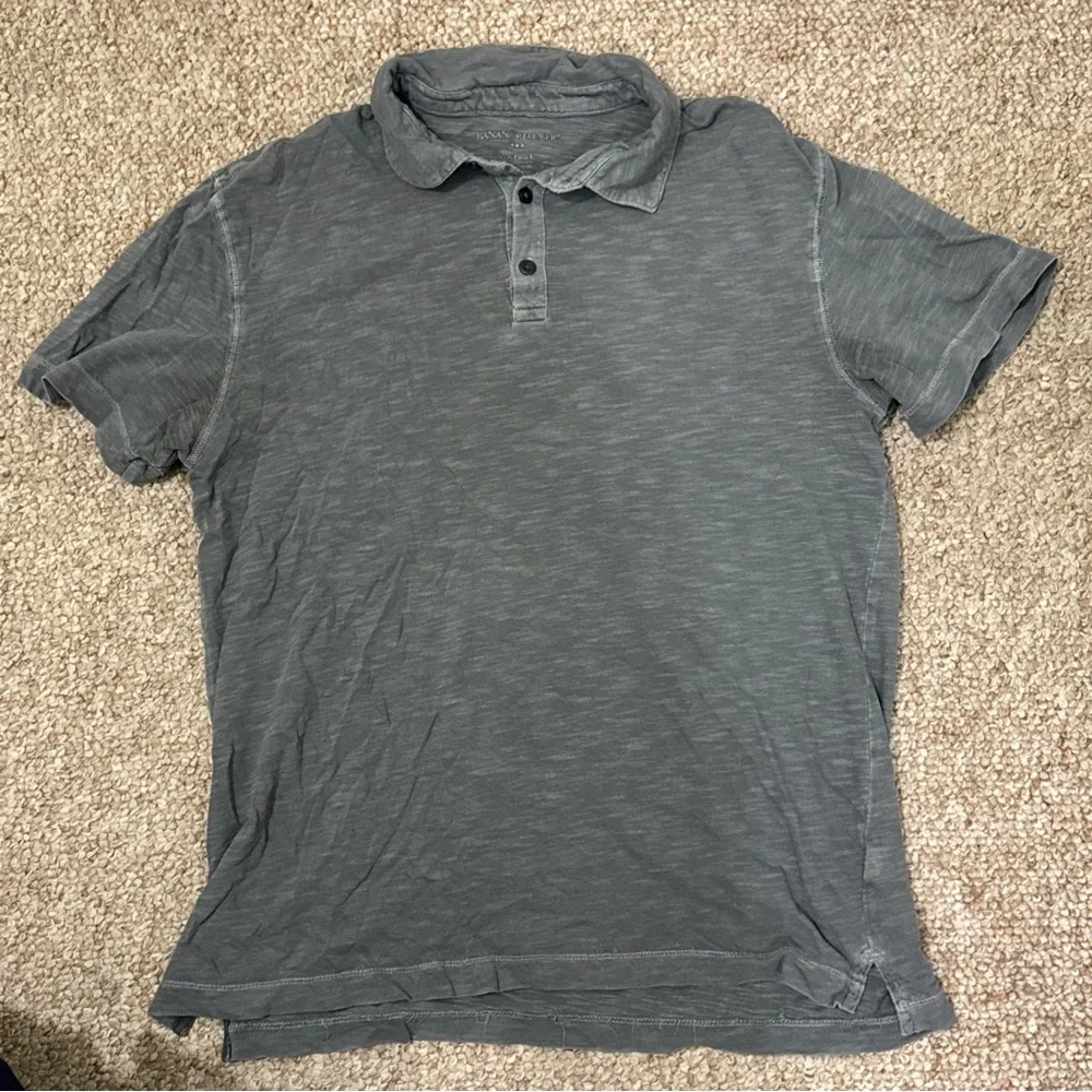 Banana Republic Men's Gray Short-Sleeve Polo Shirt